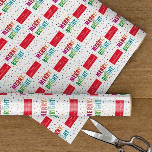 Custom Wrapping Paper - Merry and Bright Rainbow Christmas