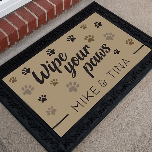 Personalized Wipe Your Paws 18" x 30" Doormat