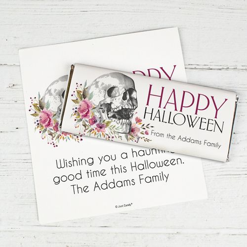 Personalized Halloween Floral Skull Chocolate Bar Wrappers Only