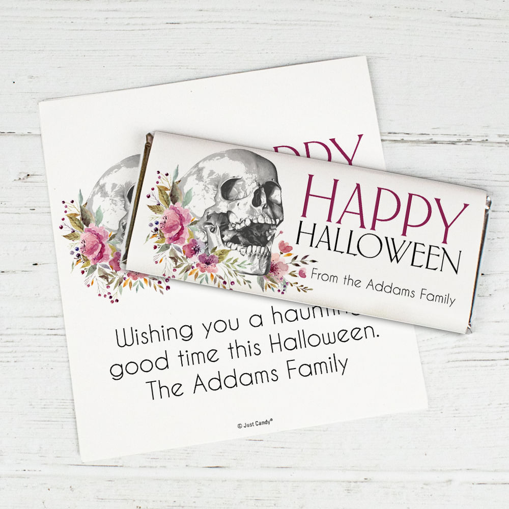 Personalized Halloween Floral Skull Chocolate Bar Wrappers Only ...