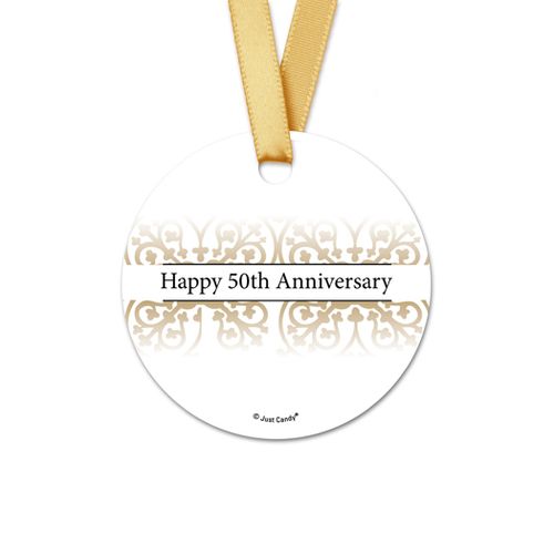 Personalized Gold Fleur de Lis Anniversary Round Favor Gift Tags (20 Pack)