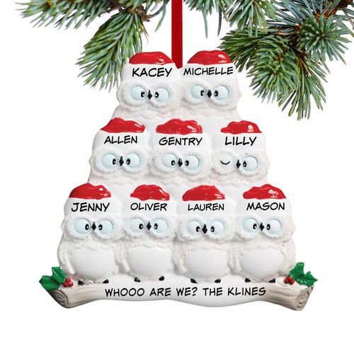 Personalized Wise Owl Family of 9