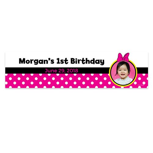 Personalized Minnie Mouse Theme Photo Birthday 5 Ft. Banner