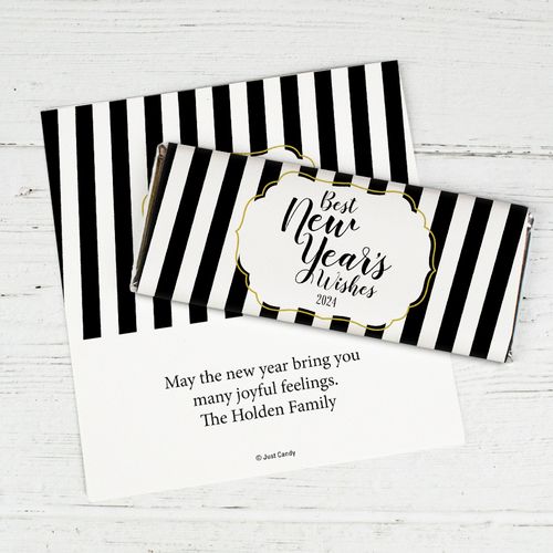 Personalized New Years Stripes Hershey's Chocolate Bar Wrappers