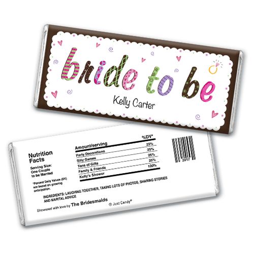 Bride to Be Bridal Shower Favor Personalized Hershey's Bar Assembled