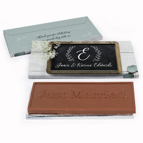 Deluxe Personalized Chalkboard Lettering Wedding Chocolate Bar in Gift Box