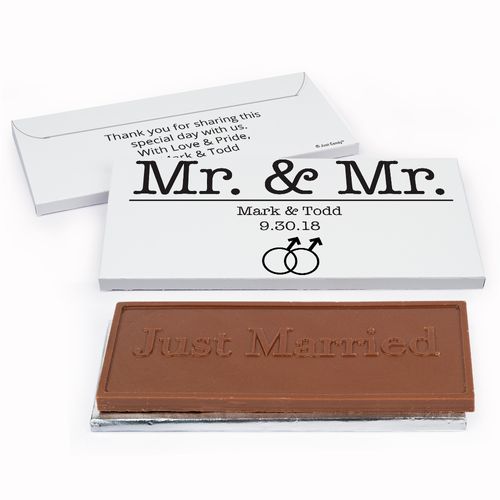 Deluxe Personalized Wedding Mr. & Mr. Chocolate Bar in Gift Box