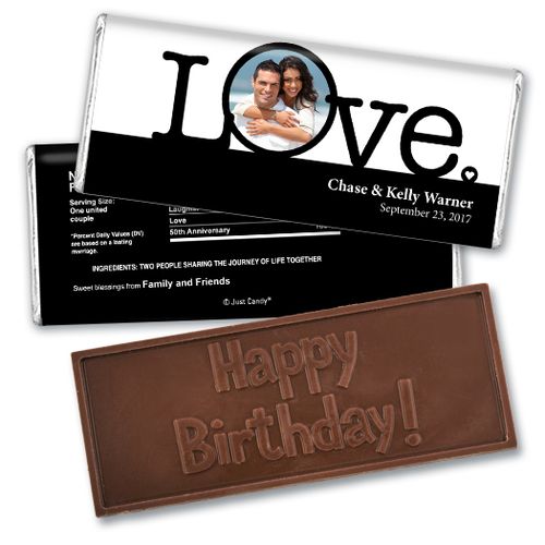 Personalized Wedding Favor Embossed Chocolate Bar Big Love Photo Cameo
