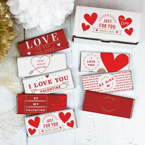 Valentine's Day Red Candy Belgian Chocolate Bars Gift Box (8 Pack)