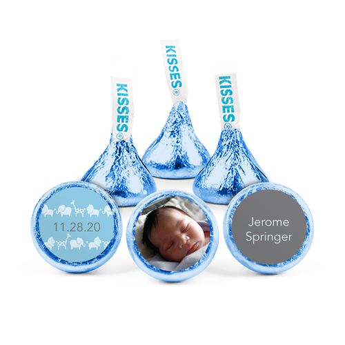 Personalized Boy Birth Announcement Animal Parade Hershey's Kisses