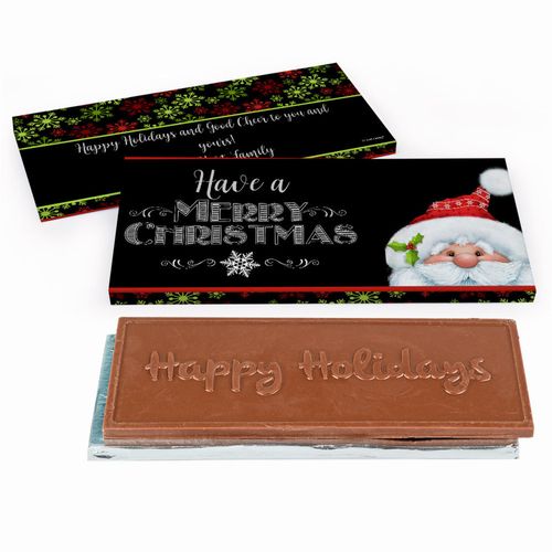 Deluxe Personalized Chalkboard Santa Christmas Chocolate Bar in Gift Box