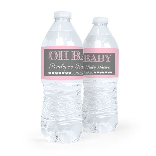 Personalized Baby Shower Oh Baby Water Bottle Sticker Labels (5 Labels)