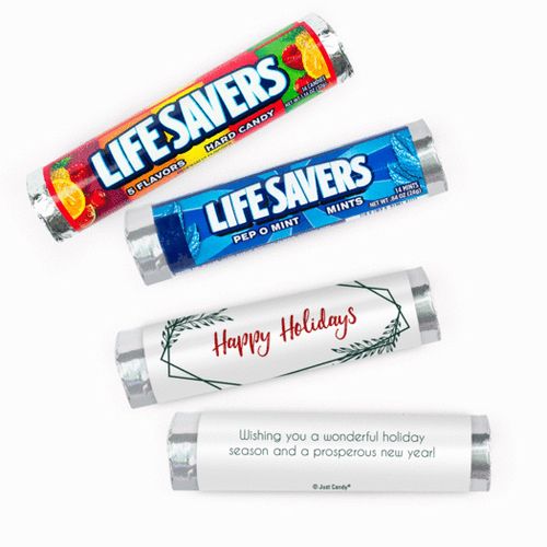 Personalized Christmas Geometric Holiday Lifesavers Rolls (20 Rolls)