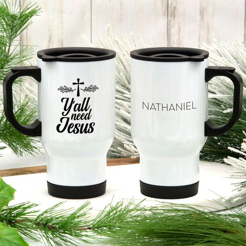 Personalized Y'all Need Jesus Stainless Steel Travel Mug (14oz)