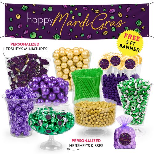 Personalized Mardi Gras Beads & Bling Deluxe Candy Buffet