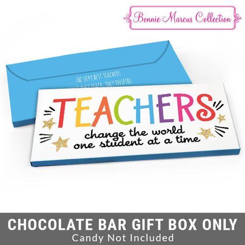 Deluxe Personalized Gold Star Teacher Appreciation Candy Bar Favor Box