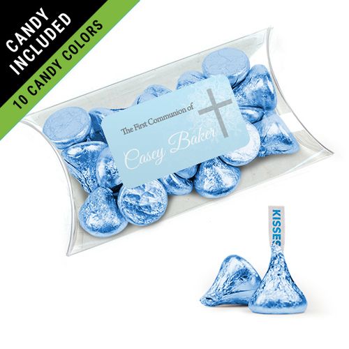 Personalized Boy First Communion Favor Assembled Pillow Box Filled with Hershey's Kisses