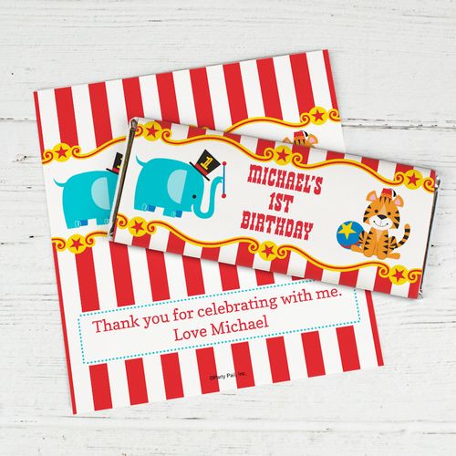 Personalized Birthday Circus Chocolate Bar Wrappers