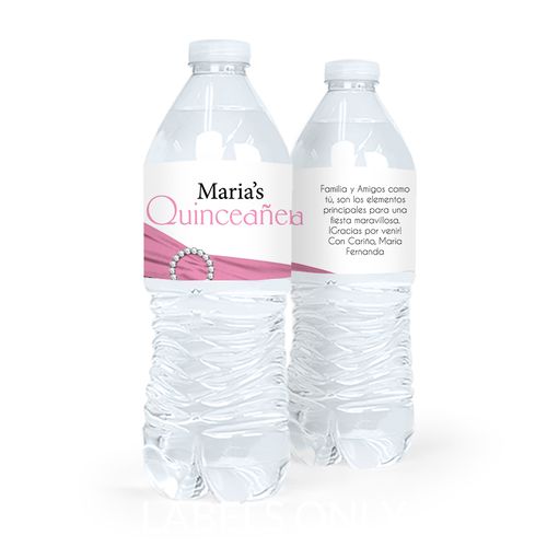 Personalized Quinceaera Rayas y el Arco Water Bottle Sticker Labels (5 Labels)