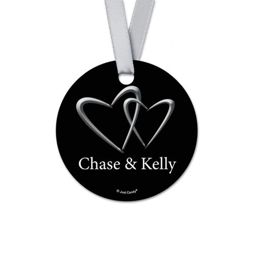 Personalized Linked Hearts Wedding Round Favor Gift Tags (20 Pack)