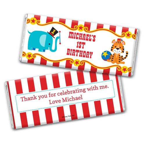 Personalized Birthday Circus Chocolate Bar Wrappers