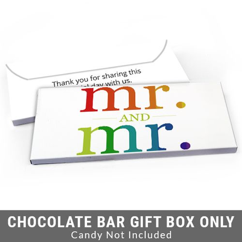 Deluxe Personalized Gay Wedding Mr. & Mr. Rainbow Candy Bar Favor Box