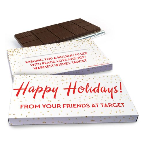 Deluxe Personalized Holiday Celebration Christmas Chocolate Bar in Gift Box (3oz Bar)