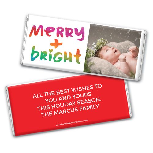 Personalized Bonnie Marcus Very Merry Photo Christmas Chocolate Bar Wrappers