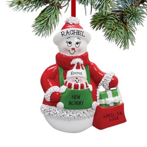 Personalized New Mommy Snowman with Baby Snowman