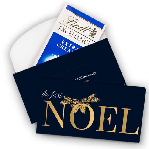 Deluxe Personalized First Noel Christmas Lindt Chocolate Bar in Gift Box (3.5oz)
