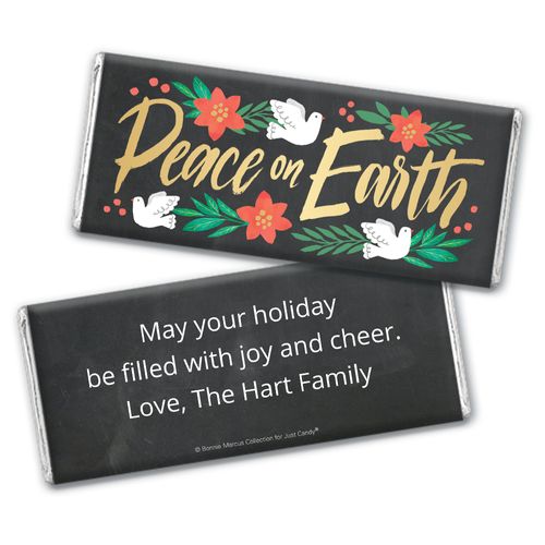 Personalized Bonnie Marcus Chocolate Bar Wrapper Only - Christmas Peace on Earth
