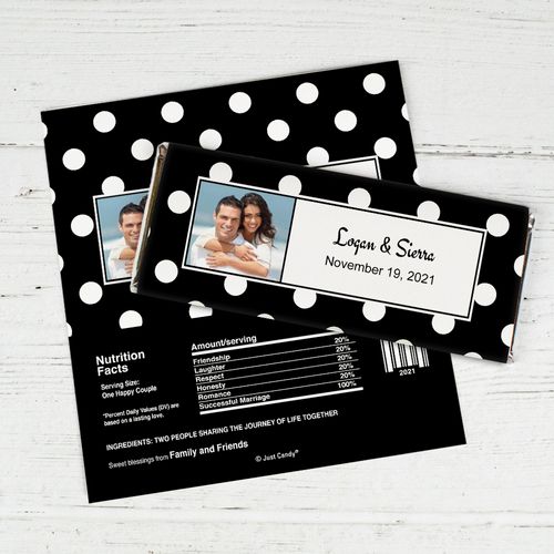 Polka Dots Wedding Photo Personalized Candy Bar - Wrapper Only