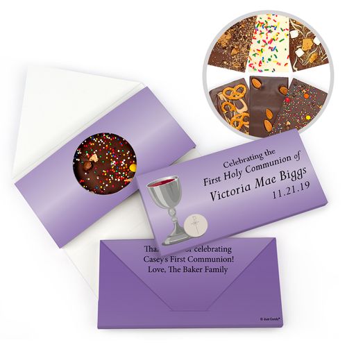 Personalized Host & Chalice First Communion Gourmet Infused Belgian Chocolate Bars (3.5oz)