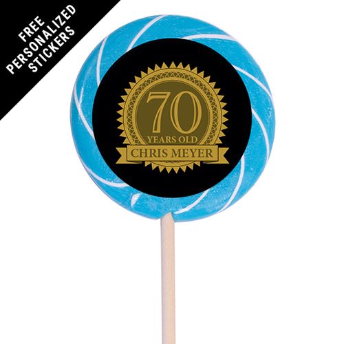 Milestones Personalized 3" Swirly Pop 70th Birthday Favors (12 Pack)