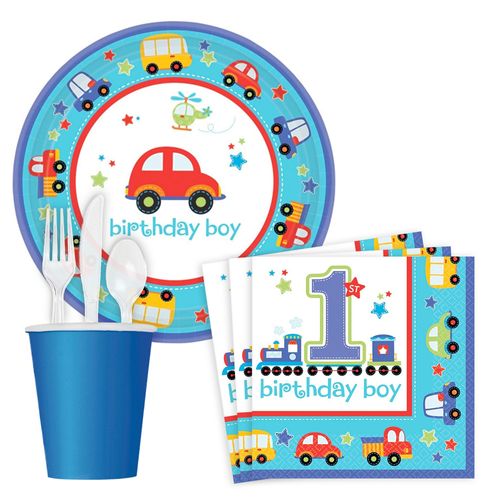 All Aboard 1st Birthday Standard Tableware Kit Serves 36