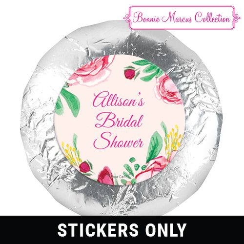 Personalized 1.25" Stickers - Bridal Shower Fabulous Floral (48 Stickers)