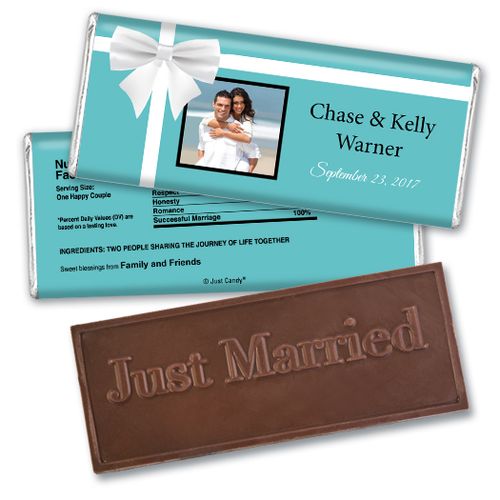 Personalized Wedding Favor Embossed Chocolate Bar Tiffany Style Gift
