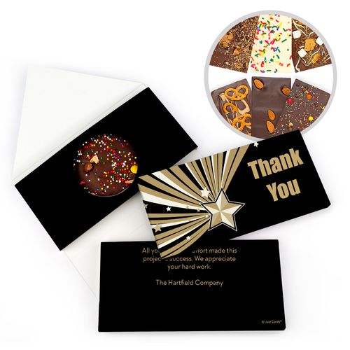 Personalized Gold Star Thank You Gourmet Infused Belgian Chocolate Bars (3.5oz)