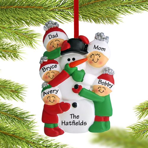 Personalized Building a Snowman Family of 5