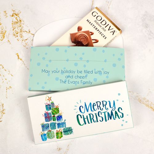Deluxe Personalized Presents Christmas Godiva Chocolate Bar in Gift Box