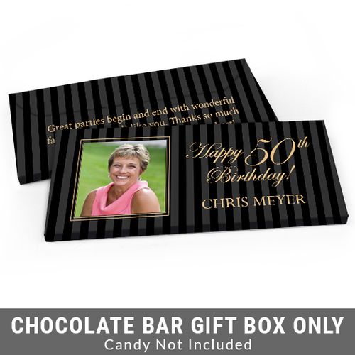 Deluxe Personalized Formal Pinstripes Birthday Candy Bar Favor Box