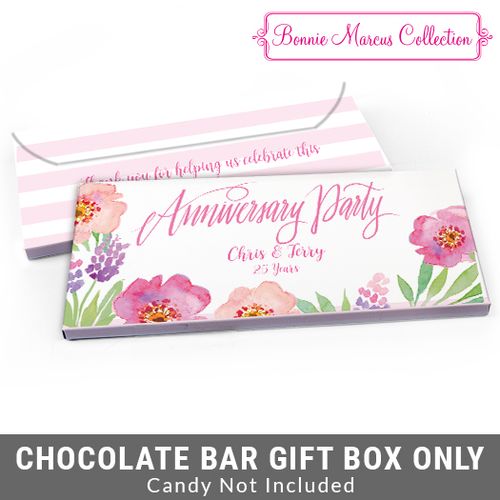 Deluxe Personalized Floral Embrace Anniversary Candy Bar Favor Box