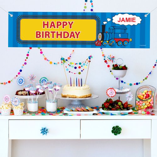 Personalized Train Birthday 5 Ft. Banner