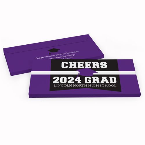 Deluxe Personalized Cheers Grad! Graduation Chocolate Bar in Gift Box