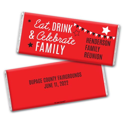 Personalized Family Reunion Eat, Drink, and Celebrate Hershey's Chocolate Bar & Wrapper