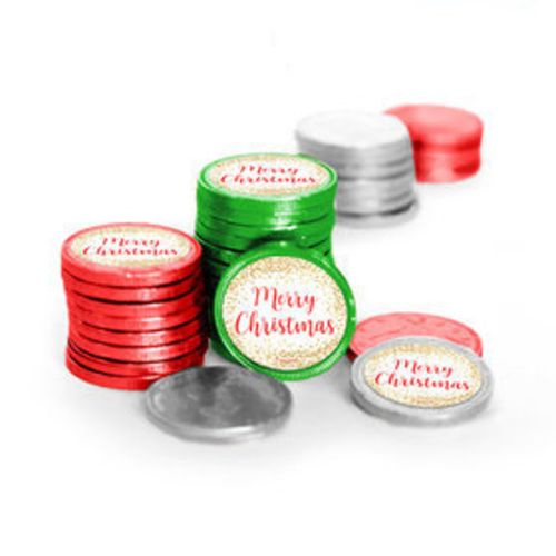 Personalized Chocolate Coins - Christmas Shimmering Pines (84 Pack)