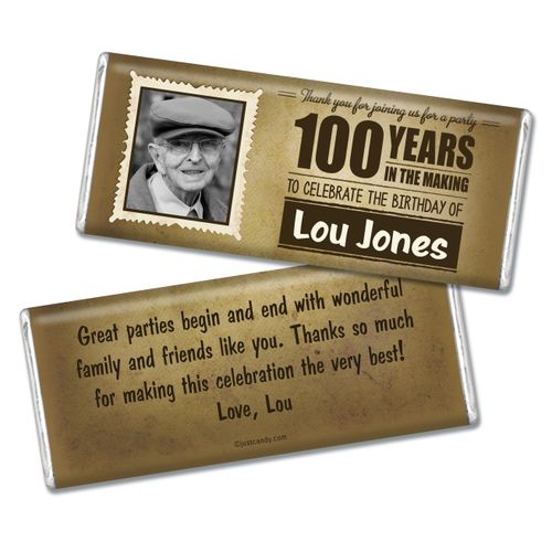 100th Birthday Personalized Chocolate Bar Years in the Making Photo