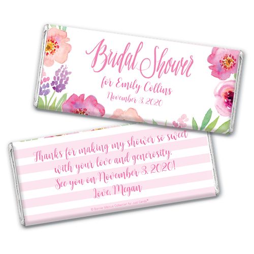 Floral Embrace Bridal Shower Favors Personalized Candy Bar - Wrapper Only