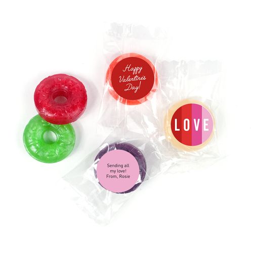 Personalized Valentine's Day Color Block Love Life Savers 5 Flavor Hard Candy