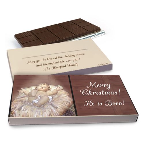 Deluxe Personalized Christmas Away in a Manger Chocolate Bar in Gift Box (3oz Bar)